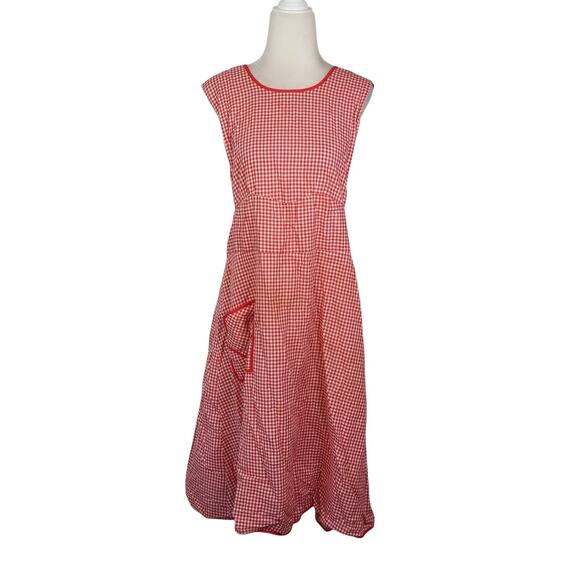 Vintage Red and White Gingham Check Mid-Length Apron - Picture 1 of 5
